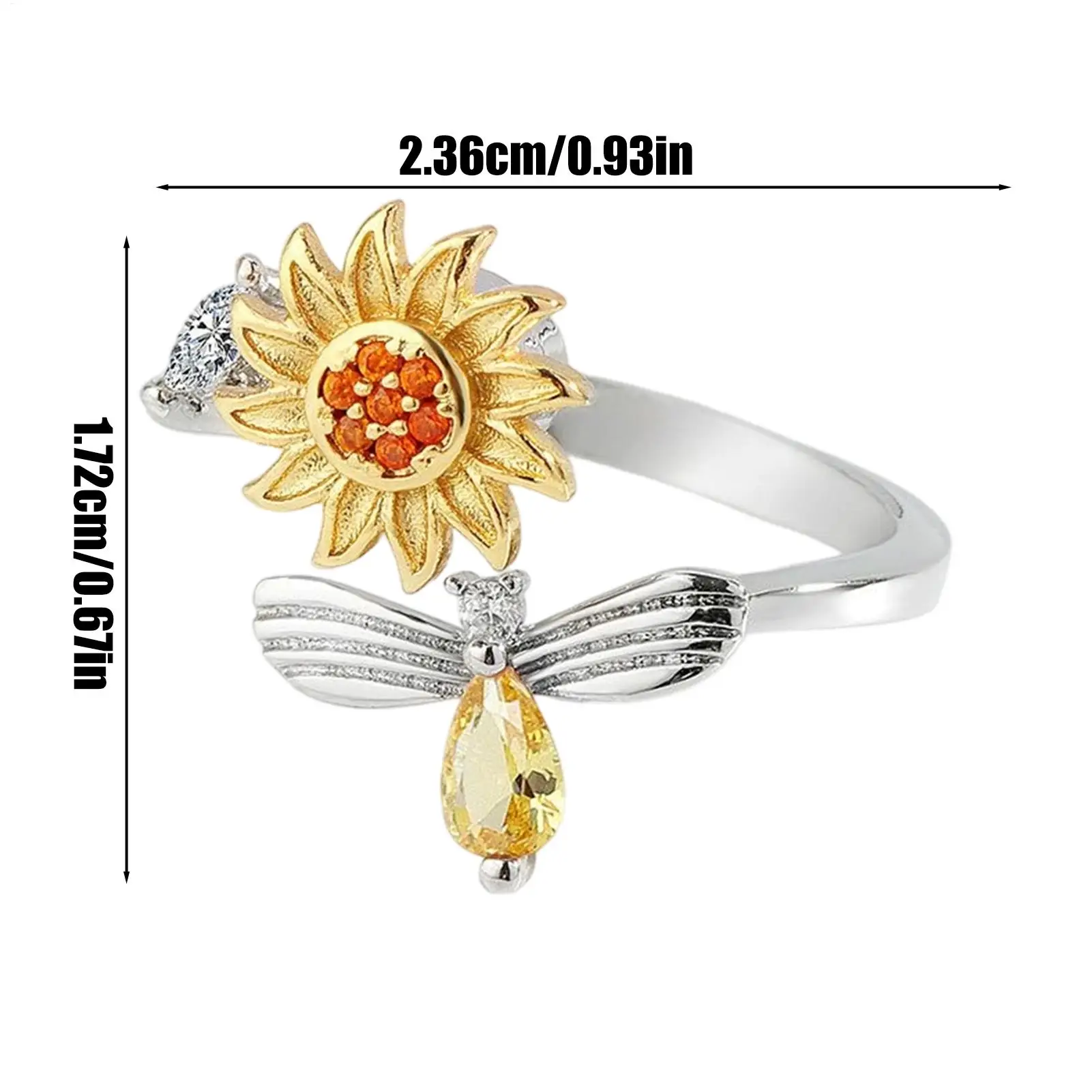 Fidget Ring Adjustable Spinner Fidget Toys Calming Finger Ring Stress Toys For Men Women Office Classroom Exercise Airplane Work