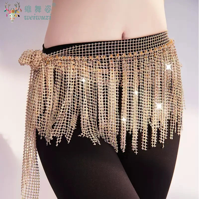 جديد إمرأة لامعة الرقص الشرقي الخصر سلاسل الرقص الشرقي الهندي ملابس رقص اكسسوارات شرابة متعدد الطبقات وشاح الورك التنانير #5