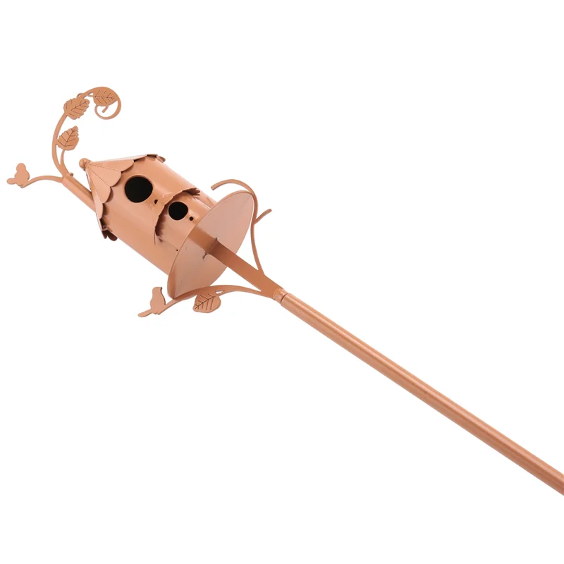 AB08-Garden Bird House Metal Bird Feeders Garden Stakes With Pole Bird Houses For Courtyard Backyard Patio Outdoor (Style B)