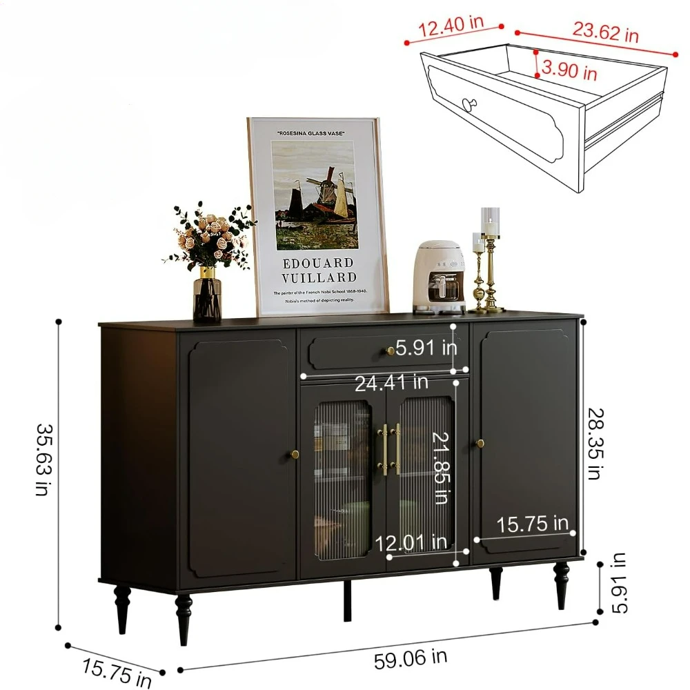 Sideboard Buffet Cabinet,Coffee Bar Cabinet,Accent Kitchen Storage Cabinet Console Table Adjustable Shelves,Kitchen Cupboard