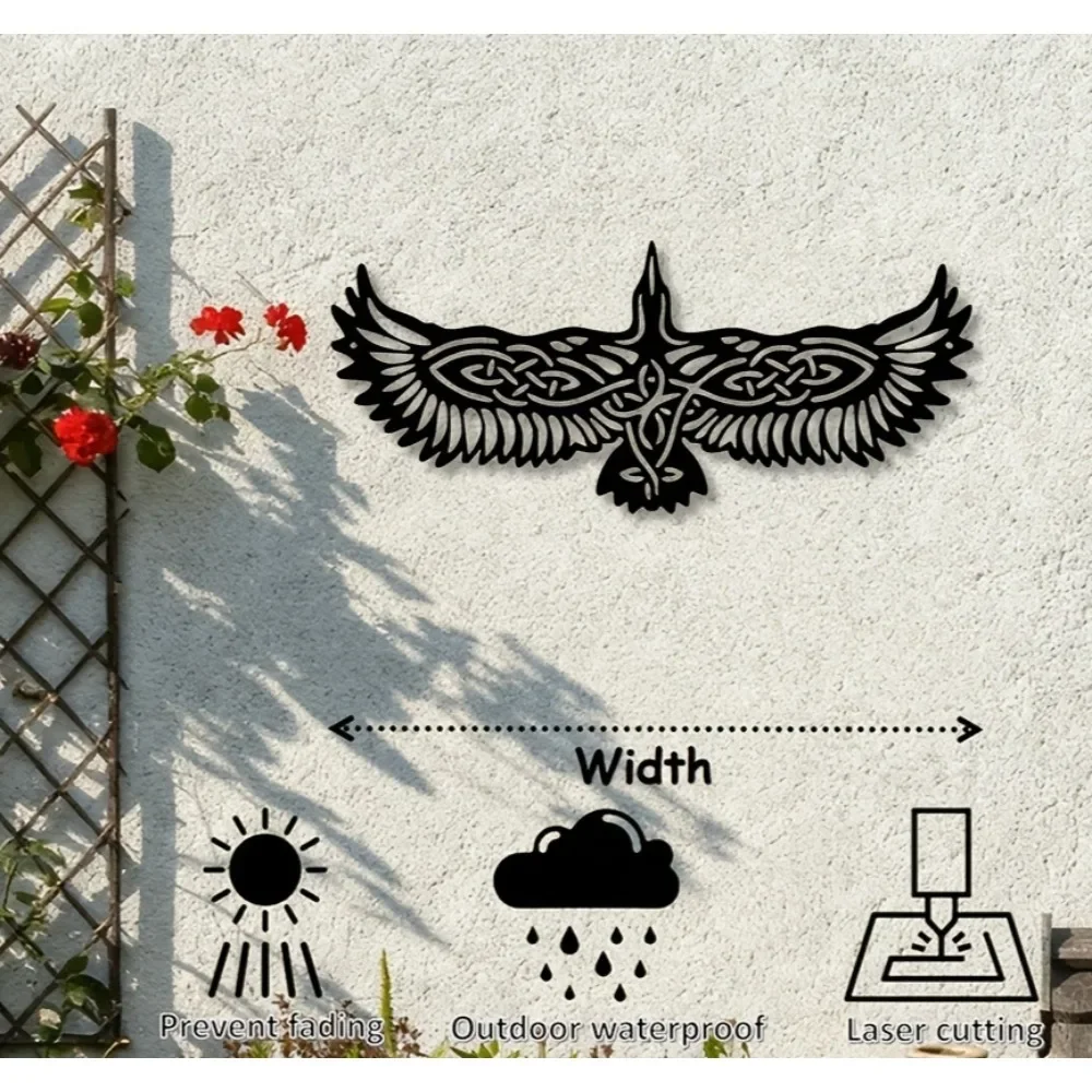 CIFbuy Celtic Raven Metal Wall Art 2D Flat Iron Sculpture Hanging Decor for Living Room Bedroom Office Home Decoration