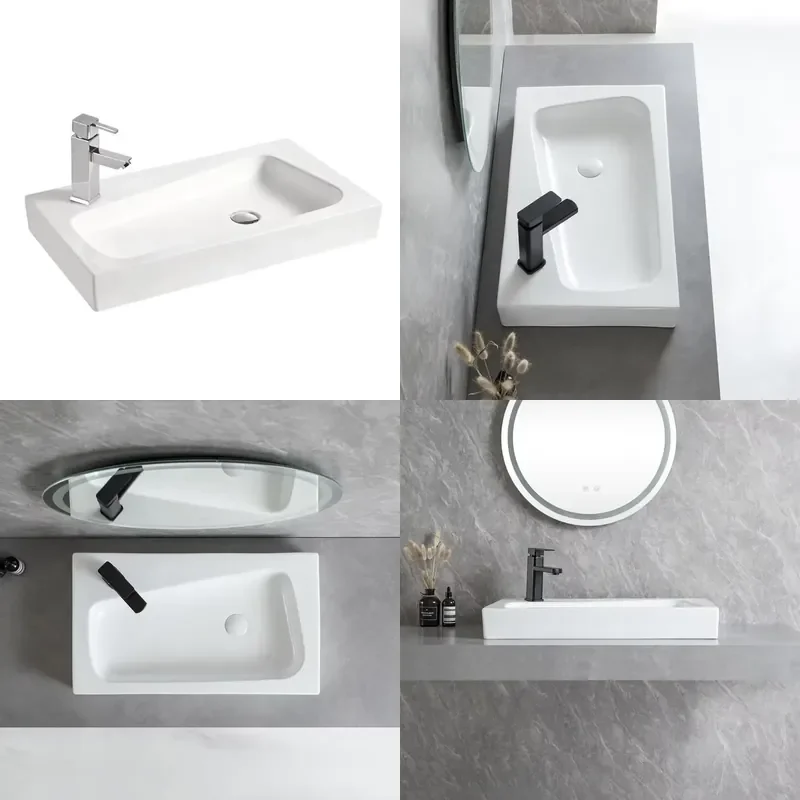 for  Customizable Rectangular Large Bathroom Vanity with Sink Countertop and Wash Basin Suitable  Hotels