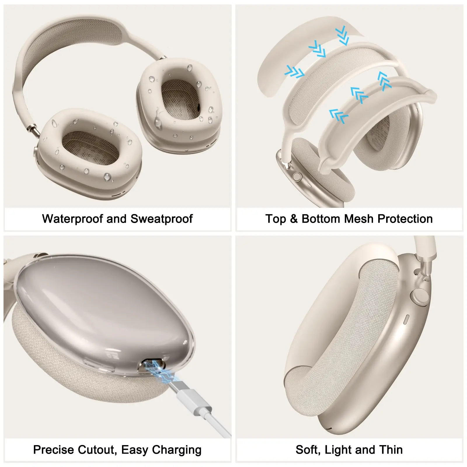 Etui na słuchawki AirPods Max 2/1, pokrowiec 【4 w 1】 Zestaw akcesoriów do słuchawek dla kobiet i mężczyzn, ochraniacz na słuchawki Apple AirPod Max