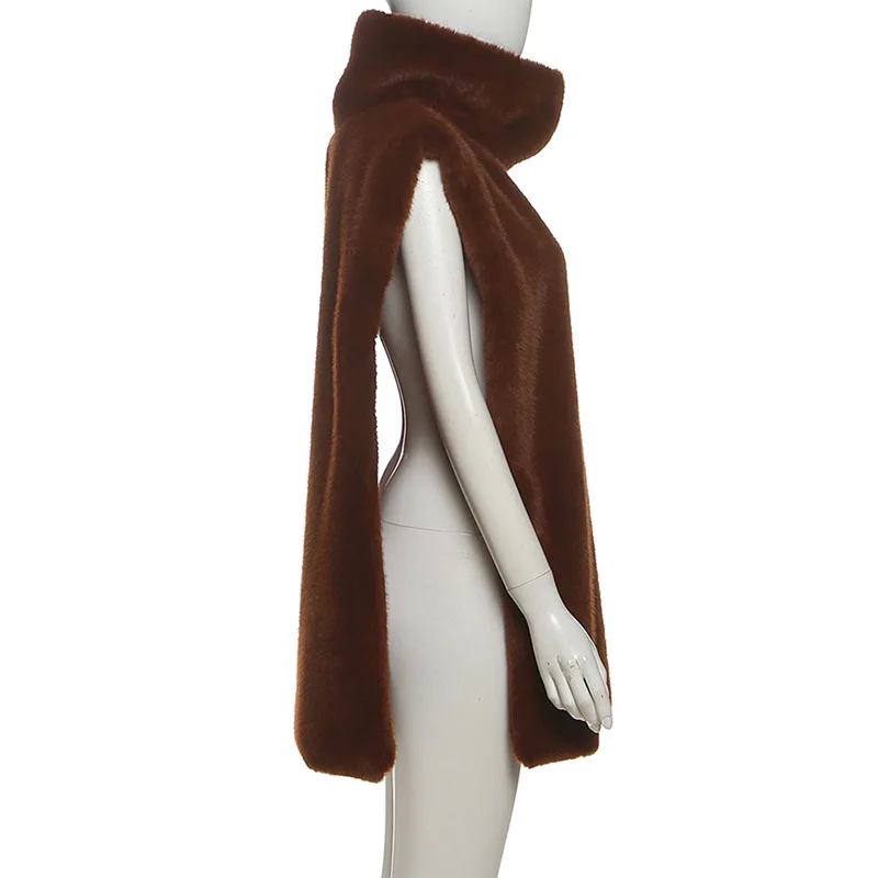 سترات نسائية عصرية من الفرو الصناعي سترات بياقة مدورة بدون أكمام بلوفر معطف 2025 لخريف وشتاء دافئ فروي ملابس خارجية غير رسمية #4