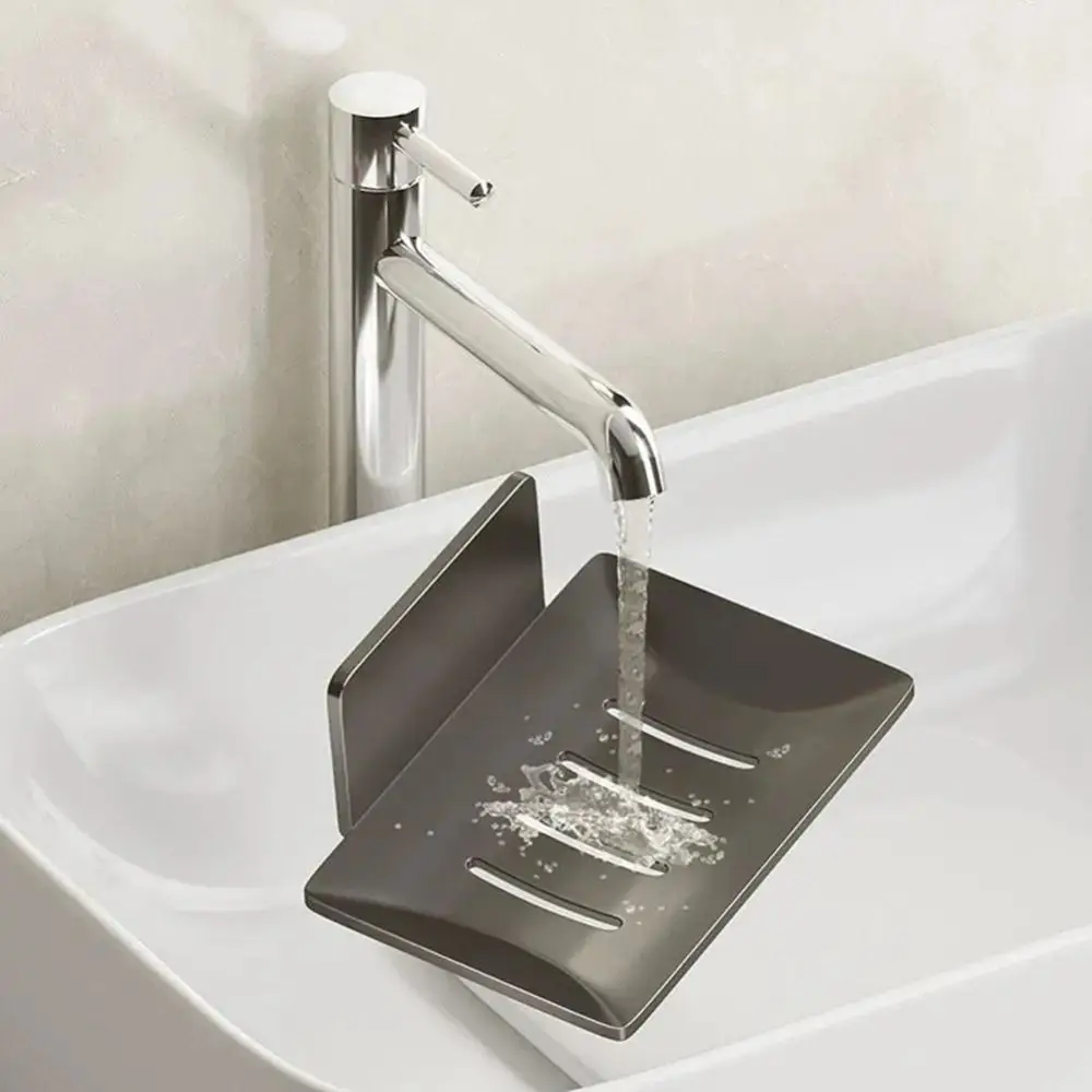 

Space Aluminum Soap Dish Holder Single Layer Wall Mounted Heavy Duty Soap Tray Non-punched Easy To Install Shower Soap Saver