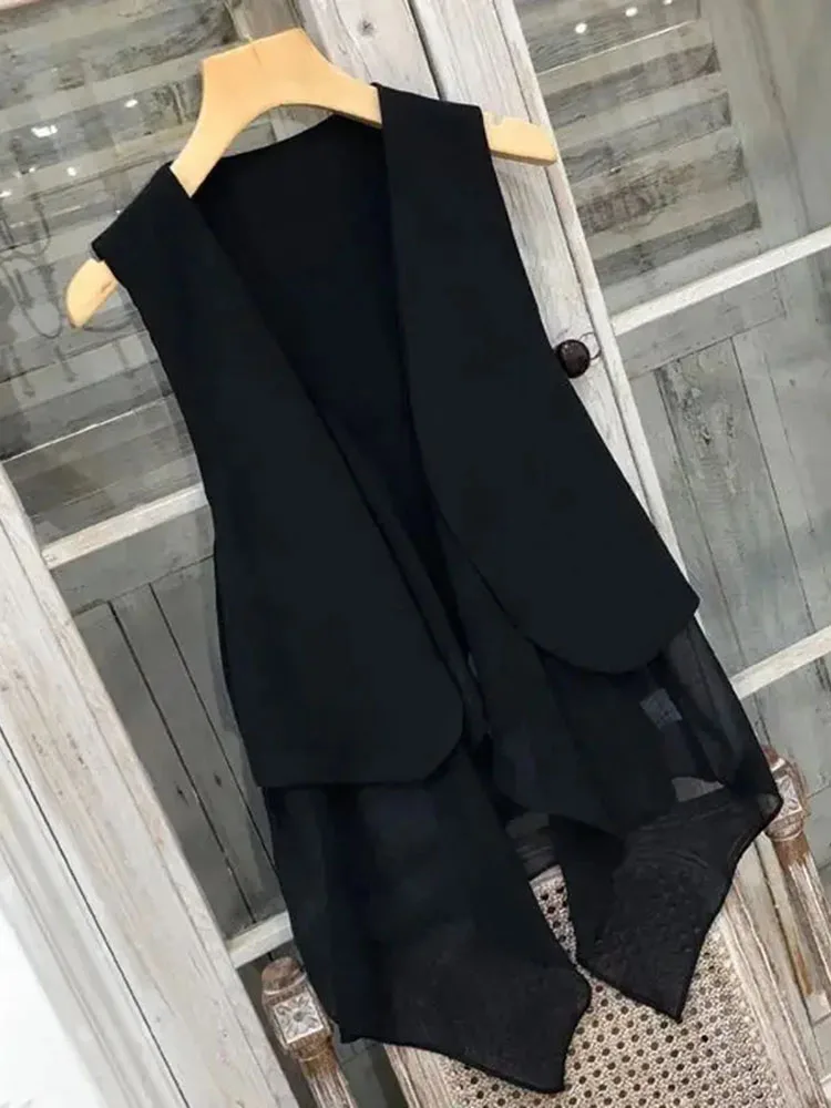 Chiffon Vest For Women Summer Thin Fashion Waistcoat 2025 Ropa Mujer Tunic Sleeveless Vintage Tanks Tops Chalecos Para Mujer