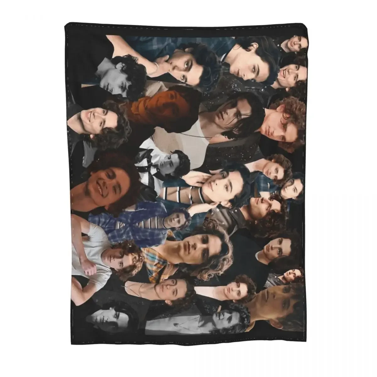 Timothee Chalamet Knitted Blanket Photo Collage Plush Throw Blanket Home Couch Decoration Ultra-Soft Warm Bedspread