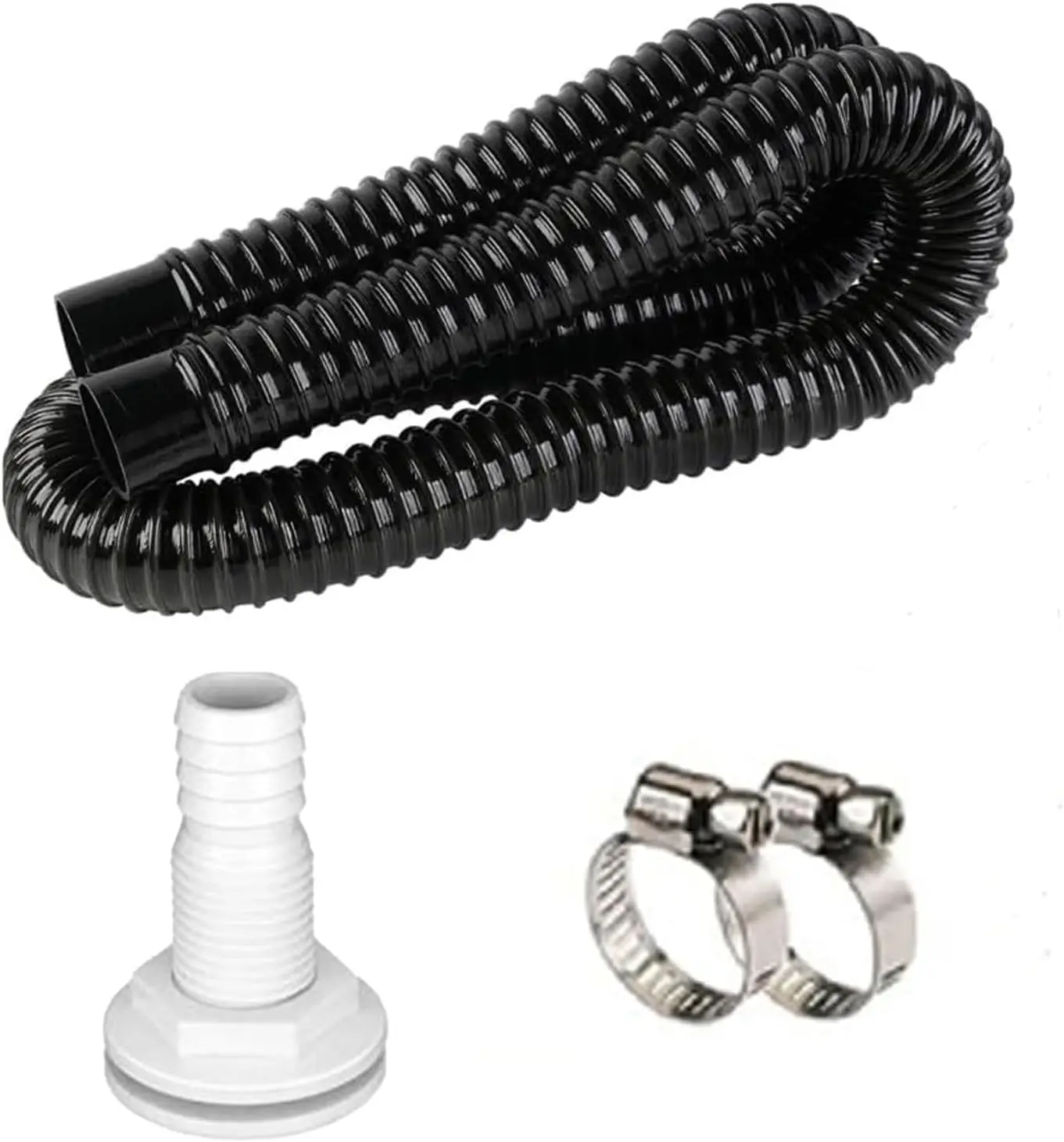 Wohnwagen-Yacht-Ablaufschlauch, Bilgenpumpe, Installationsanschluss-Set, knickfreier, flexibler PVC-Schlauch mit 2-Klemm-Auslass, Wohnmobil-Zubehör