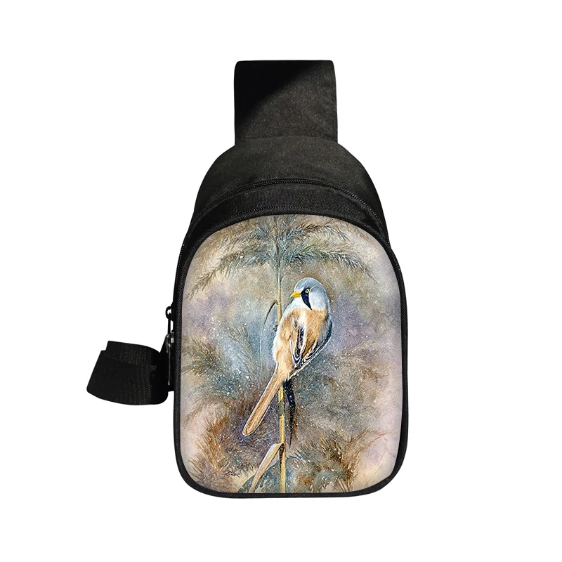 Cute Birds Goldfinch Print Chest Bags Blue Marsh Tit Crossbody Bag for Travel Coal Tit Shoulder Bags Purse Phone Key Holder