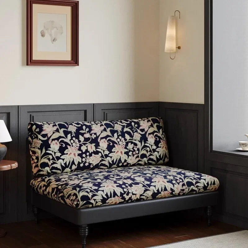 

Retro sofa chair small apartment living room removable and washable beauty salon reception fabric backrest sofa