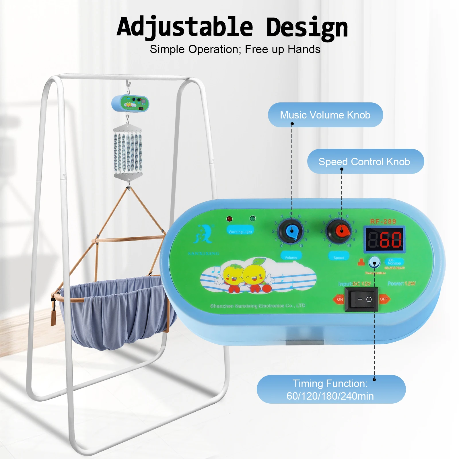 Elektrischer Baby-Schaukel-Hängematten-Controller, verformungsbeständig, stabile Vibration, Timer
