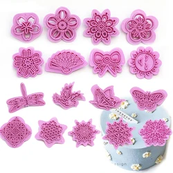 4pcs DIY 3D Cookie Cake Plunger Cutter Baking Mould Cookie Stamp Biscuit Flower Butterfly DIY Mold Fondant Cake Decorating Tools