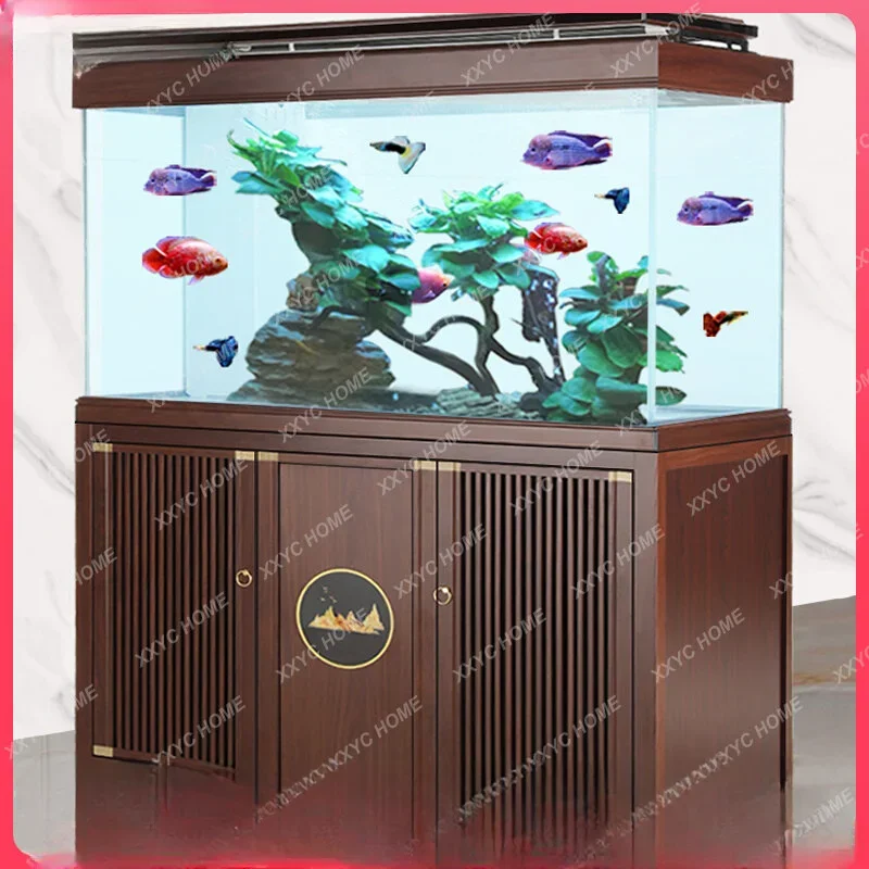 Fish Tank Living Room Small and Medium-Sized Floor Aquarium Landscape Tank Bottom Water Filter Plant Grass Tank