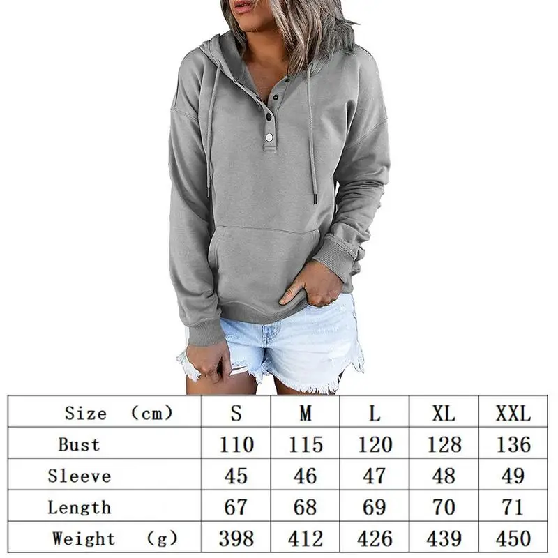Womens Hoodies Long Sleeve Jumper Long Sleeve Button Down Hooded Top with Pocket Soft and Casual Pullover Jumper Tops Sweatshirt