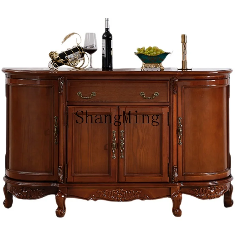 

ZYH solid wood household entrance entrance table double door locker carved against the wall semicircular entrance platform
