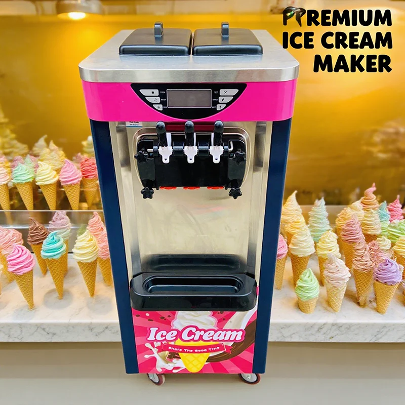 Stainless Steel Body Ice Cream Stick Maker Gelato Machine Fully Automatic Sundae Cone Soft Ice Cream Machine