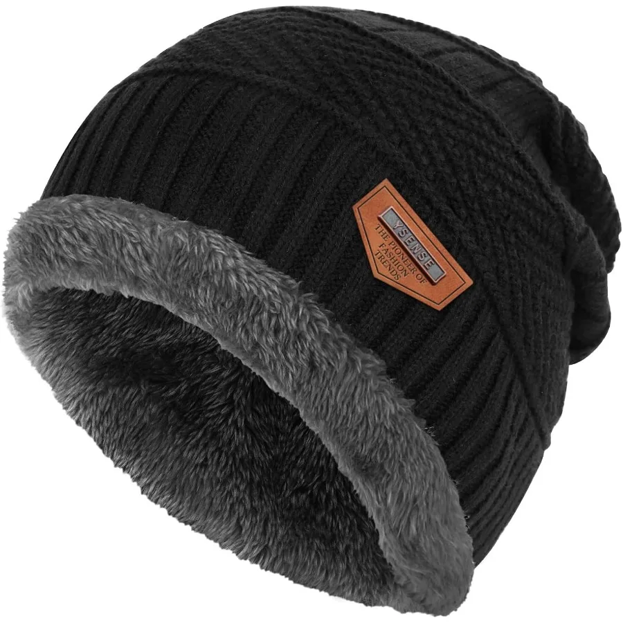 

Mens Winter Hats Warm Slouchy Beanie Oversized Baggy Hat Fleece Lined Knit Skull Cap