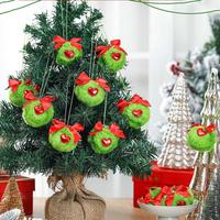 12/16 Pcs Christmas Hanging Ornaments 6cm Green Fuzzy Balls Bow Decor Lightweight Reusable Christmas Tree Decoration Pendant Hol