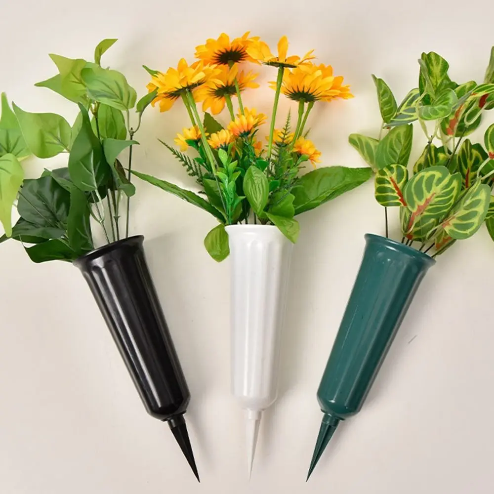 with Spikes Cemetery Vase Durable Memorial Lawn Flower Arrangement Device Multifunctional Art Plastic Floral Vase Holder