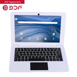 10.1 inches Android 12 Computer Laptop 2GB+64GB Ultra Thin and Light Netbook Android Quad Core CPU Laptop PC  Wi-Fi USB (White)