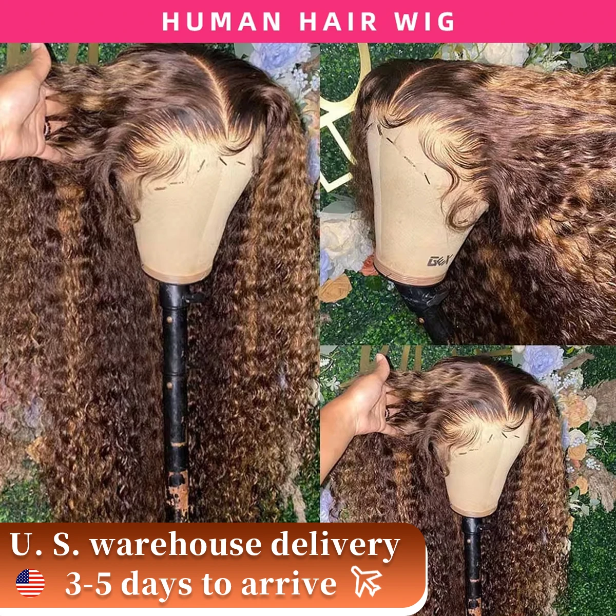 Brown Water Wave Lace Front Wig Highlight Ombre Glueless Deep Wave 13X4 Lace Curly Human Hair Wigs 13x6 HD Lace Frontal Wigs