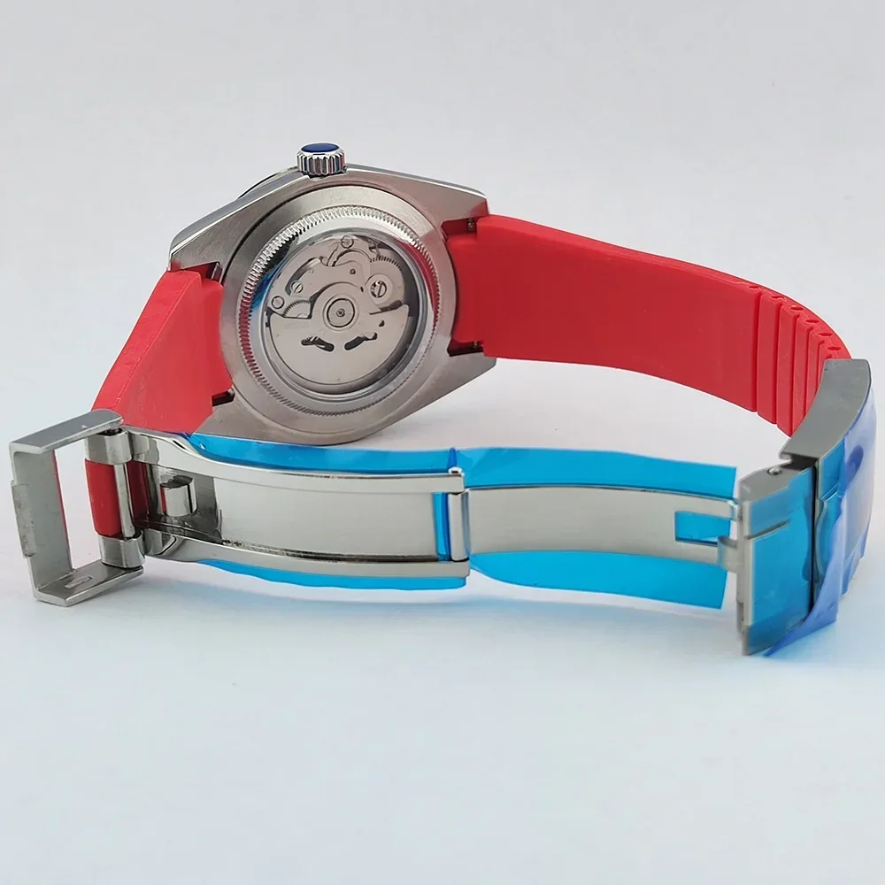 36 مللي متر/39 مللي متر مخصصة الرجال النساء الساعات اللون فقاعة NH35 ساعة ميكانيكية الياقوت الزجاج مقاوم للماء ساعة المطاط سوار 20 مللي متر