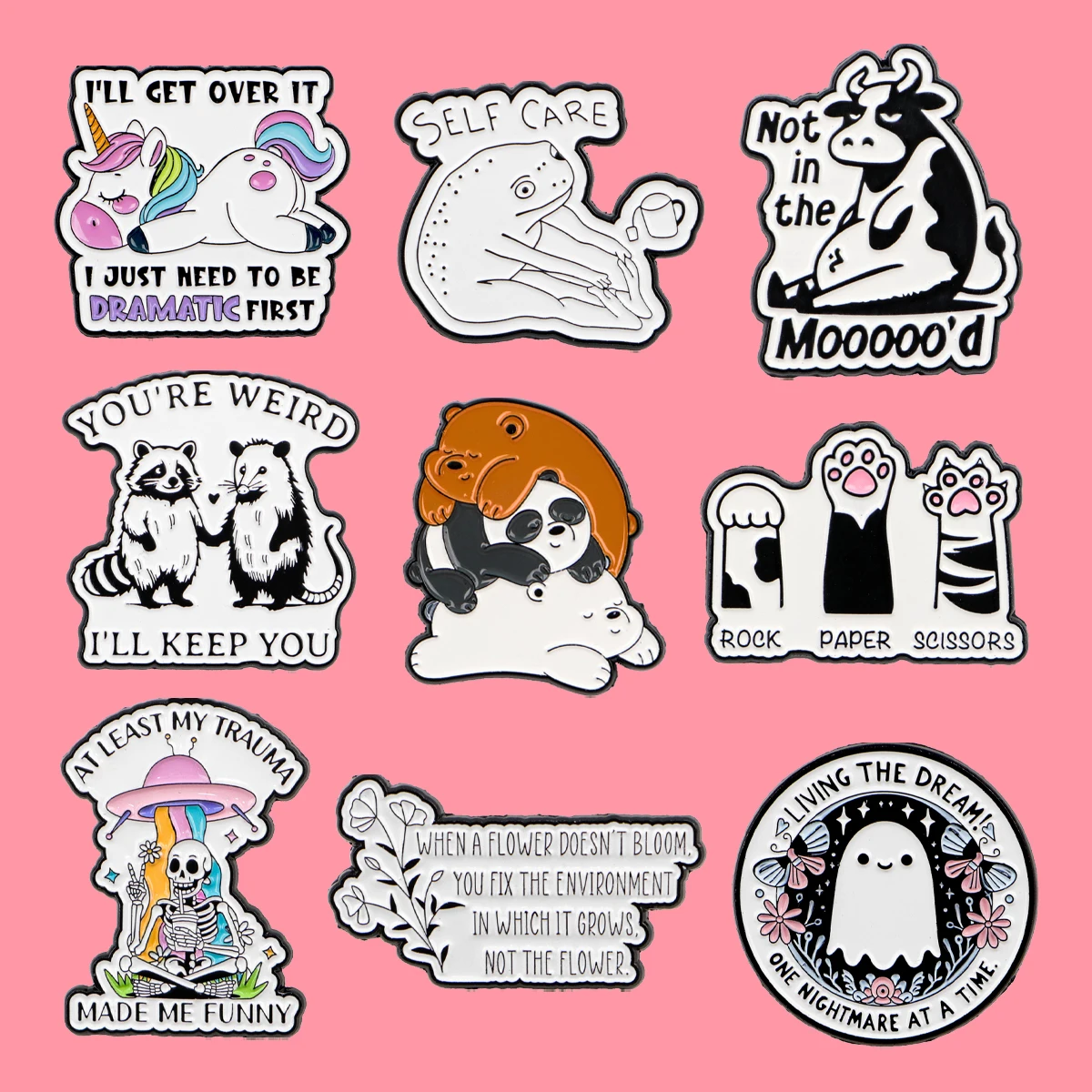 Cute Animal Quotes Enamel Pins Cartoon Bear Brooch Badge on Backpack Clothing Lapel Pin Costume Accessories Fashion Jewelry Gift