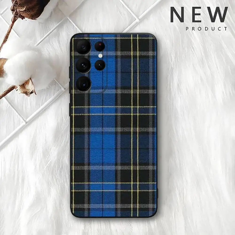حافظة لهاتف سامسونج S 25,24,23,22,30,21,10,9,Ultra,Plus,Lite,FE,4,5G حافظة ناعمة سوداء من Clan Stewart Dress Tartan #2