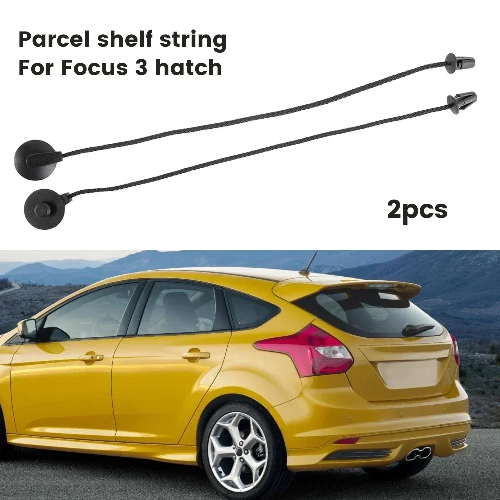 2pc Car Parcel Shelf String Cord Tonneau Cover Strap For Ford Focus Hatchback 2012-17 Hatch Tailgate Trunk 1930212 BM51A46538AA