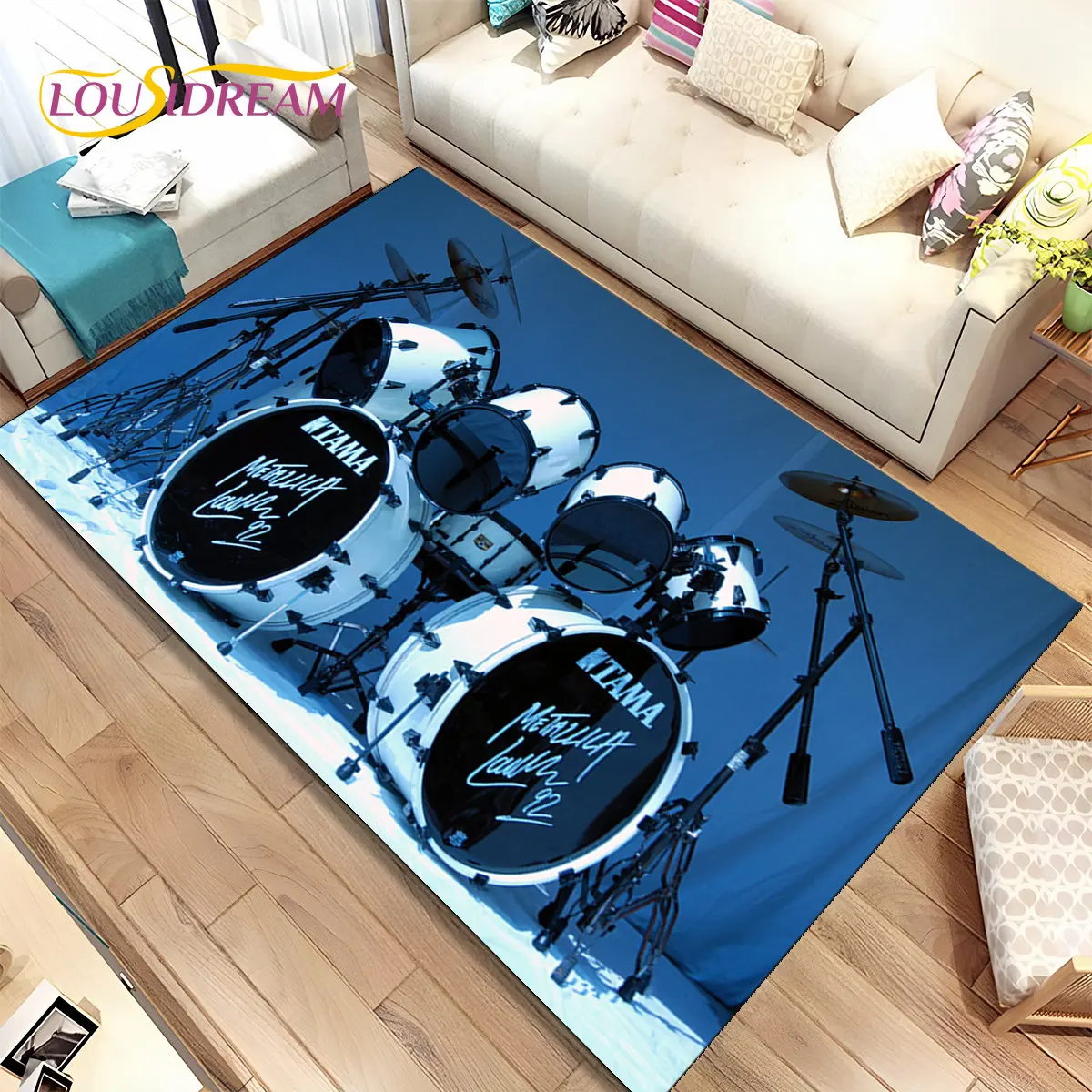 Drum Kit Music Drum Set Instruments Area Rug,Carpet Rug for Home Living Room Bedroom Sofa Doormat Decor,kids Non-slip Floor Mat