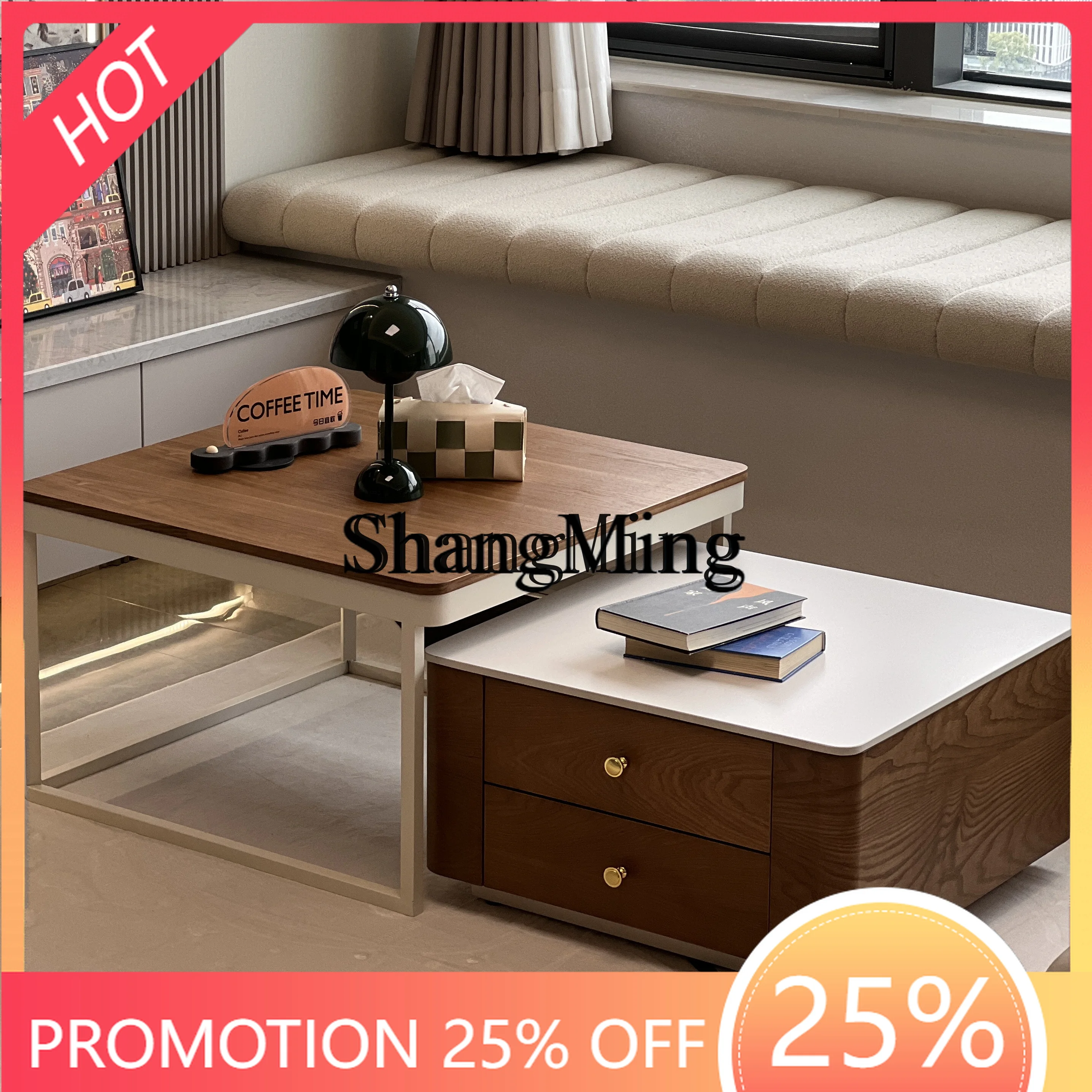 FG good-looking medieval cream wind solid wood coffee table living room household small apartment retro coffee table combination