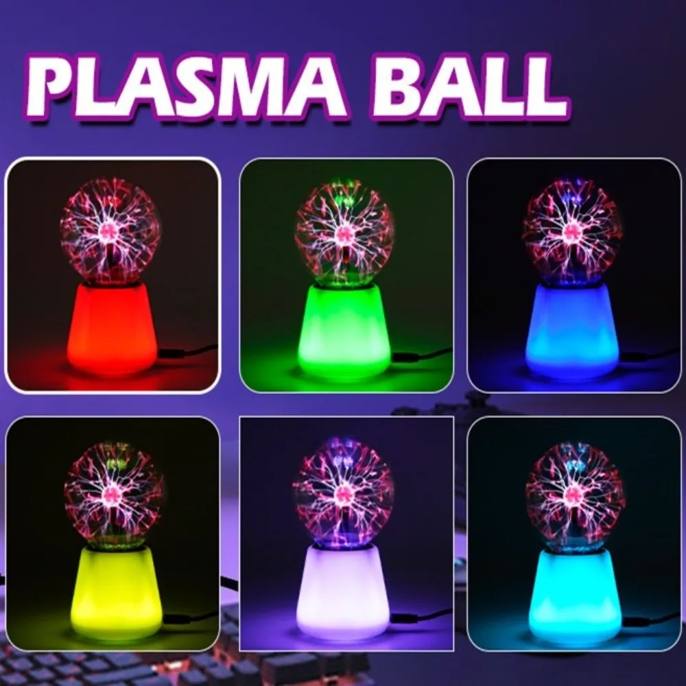 3 Inch Plasma Ball Lamp Plasma Globe Touch Sensitive USB Powered Lamp Decorative Lamp Novelty Mood Lighting Science Toy