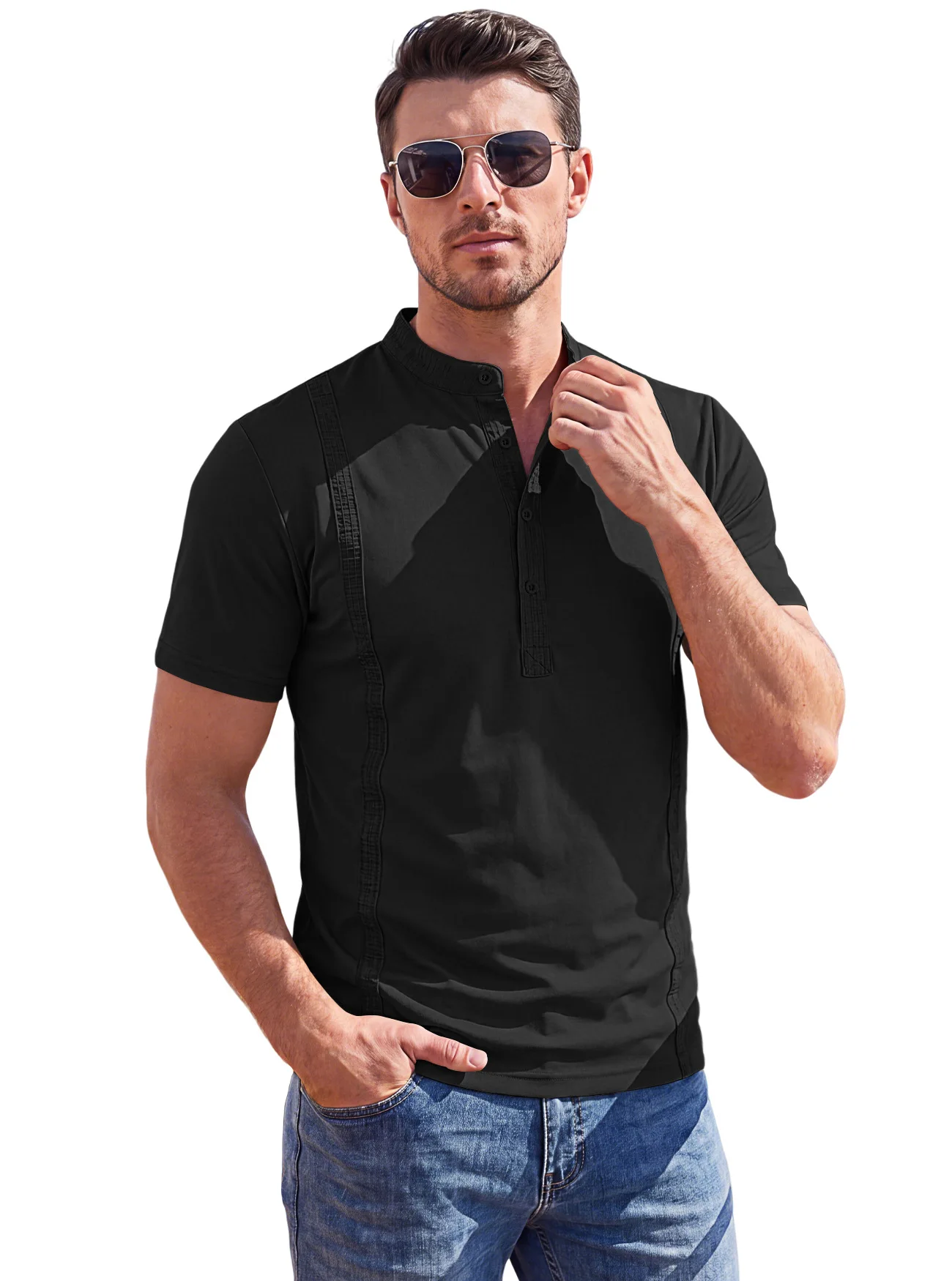 New Summer Men Solid Twill Lapel Polo Shirts Breathable Short Sleeve Lightweight Versatile Daily