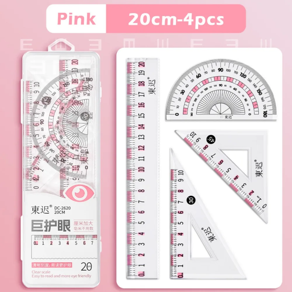 

Eye Protection Ruler Set Drawing Tool Measuring Stationery Protractor High Transparency Straight Ruler School Office