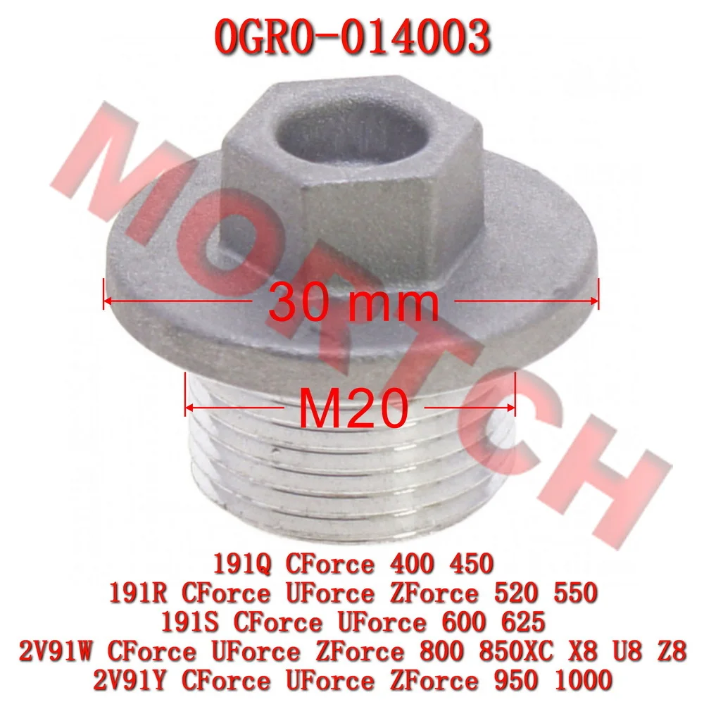 Relief Valve Screw Plug 0GR0-014003 for CF Moto 191Q 191R 191S CForce 450 550 625 2V91W 2V91Y Moto Part