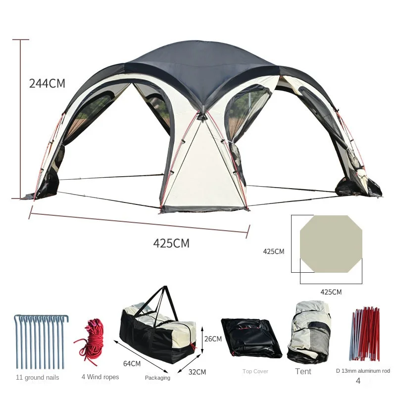 Outdoor 5-8 People Oversized Camping Dome Canopy Tent Park Sun And Rain Protection With Aluminium Pole