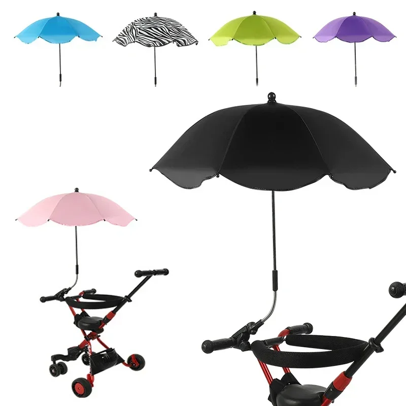 Baby Stroller Folding Umbrella UV Sun Rain Protection Parasol 360 Degrees Adjustable Universal Stroller Sunshade Canopy CoverBab