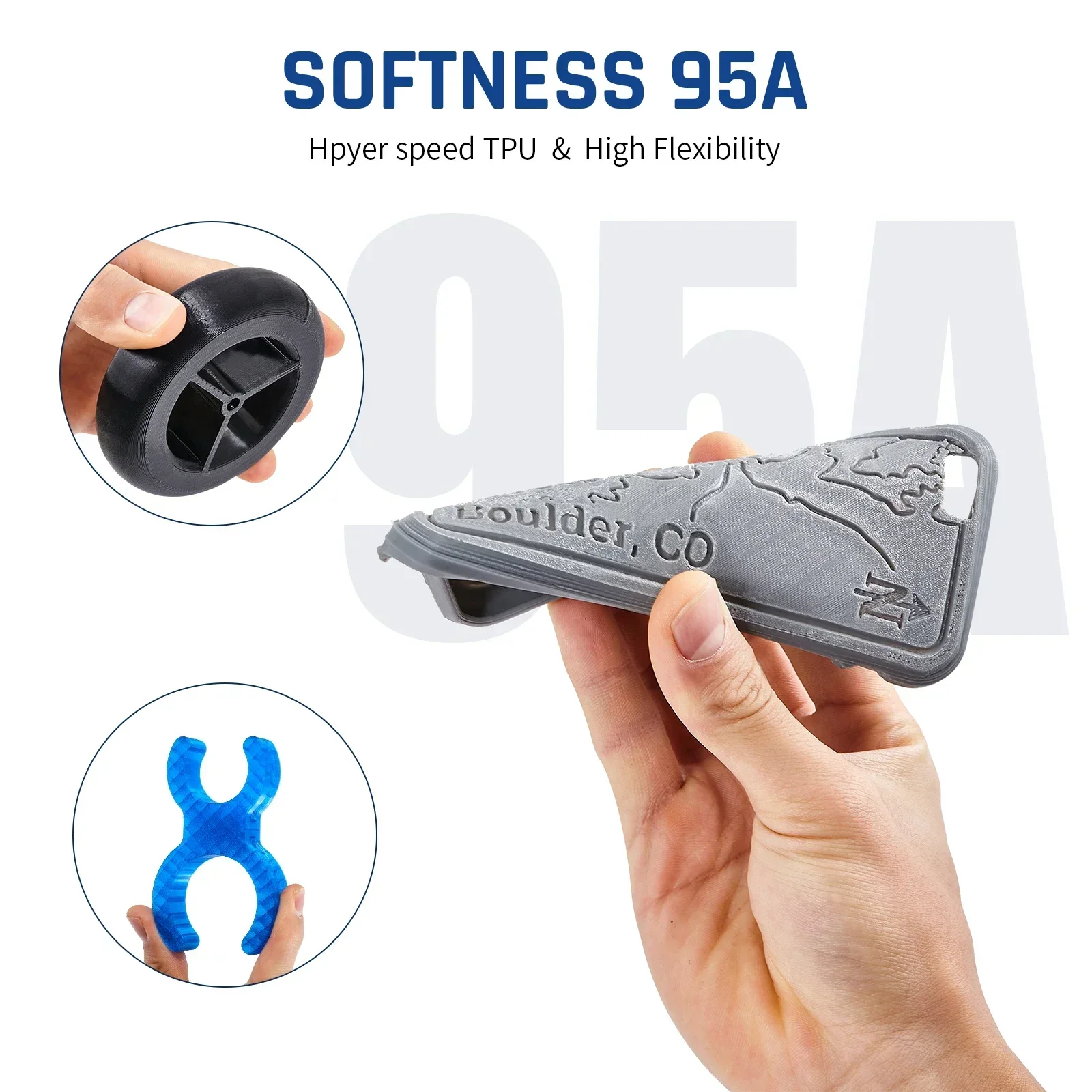 ERYONE 1 كجم TPU Hyper Speed 95A Premium Filament طباعة ثلاثية الأبعاد، أقصى سرعة الطباعة 300 مم/ثانية، متعدد الألوان متوفر، القطر: 1.75 مم، 1 كجم/بكرة