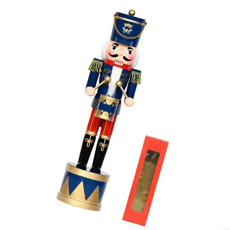 36 hölzerne Nussknacker-Trommelsoldat-Figur, Weihnachtspuppe, handbemalte Verzierung für B03E – Detail 3