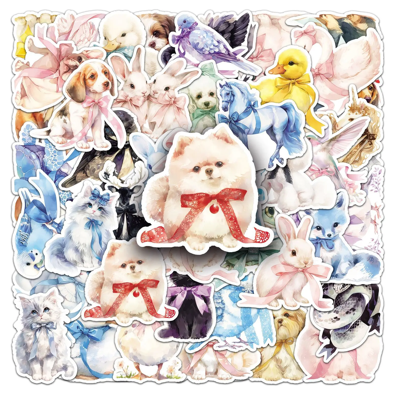 50 قطعة القوس لطيف وناعم الحيوان الكتابة على الجدران ملصقات Kawaii الحيوانات الكرتون صائق دفتر الهاتف الغيتار سكيت خوذة ألعاب أطفال