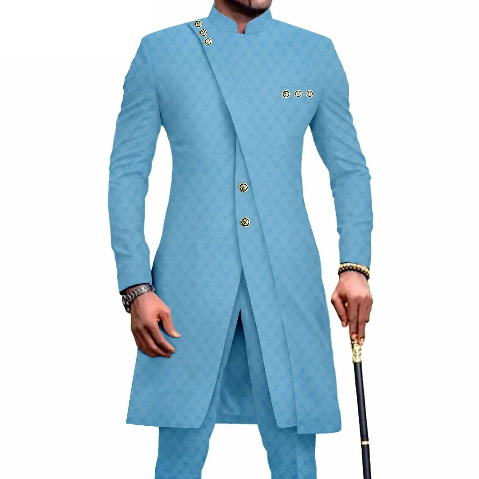 Terno longo masculino estilo africano, 2 peças, jaqueta, calças, smoking, casamento, noivo, personalizado, elegante, terno XS-6XL