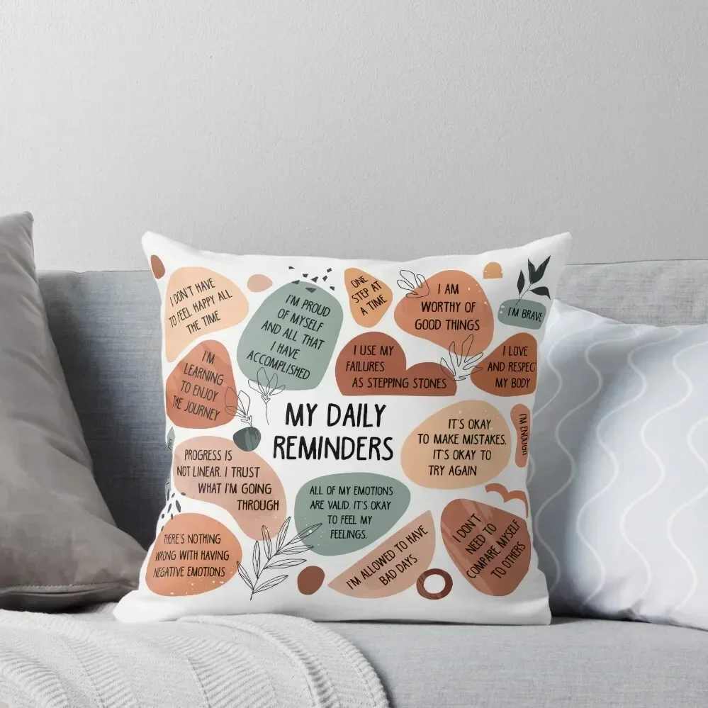 

Daily reminders, positive affirmations Throw Pillow Pillow Cases Decorative Pillows Aesthetic pillow