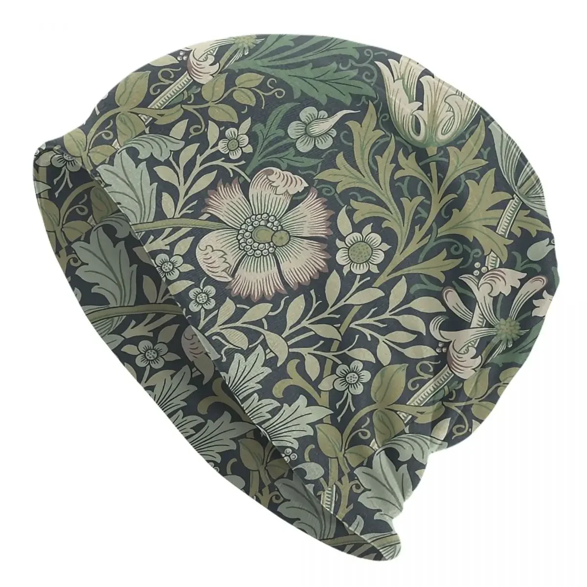 William Morris Vintage Floral Cap Green Plant Bohemian Flower Unisex Skullies Beanies Hat Summer Warm Head Wrap Bonnet Hats