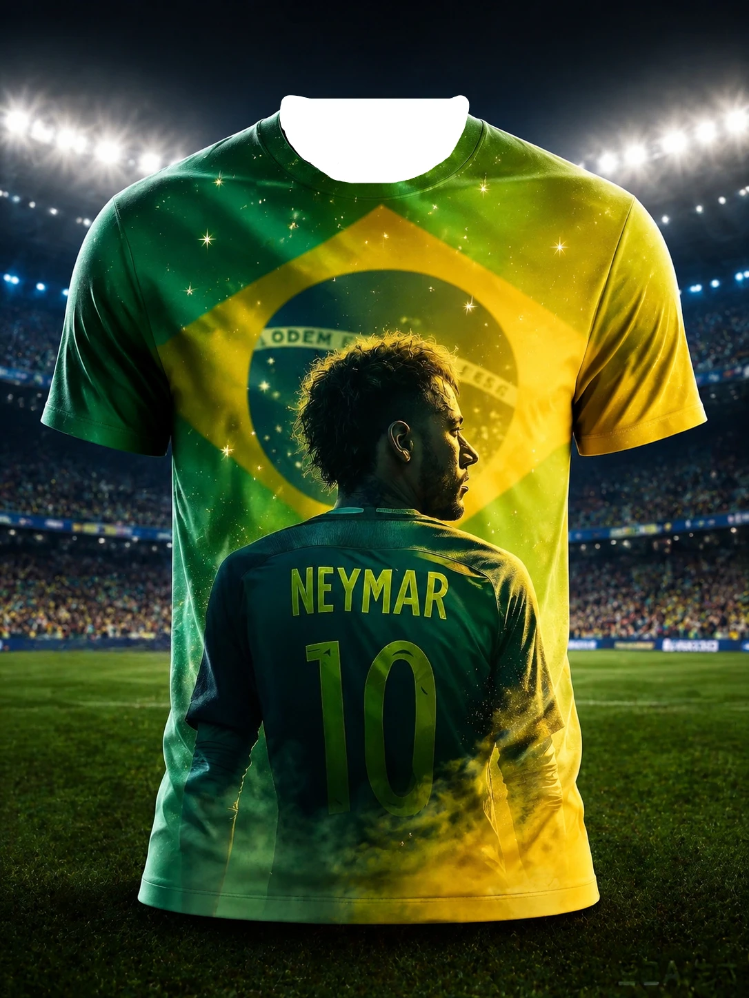 

2026 Latest Neymar Jr Brazil Flag Galaxy Pattern T-shirt for Men and Women Family 3D Printed Short Sleeve Fans Casual Fashion