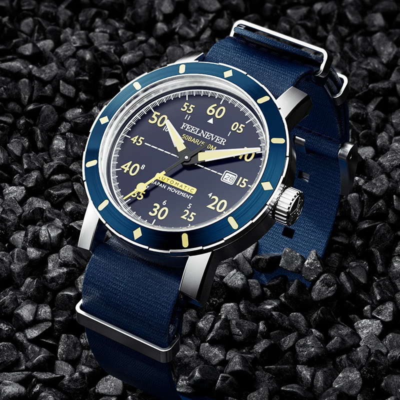 FEELNEVER Luxury Mens Watch LIGE Fashion Mechanical Watches Men 500M Waterproof Luminous Dive Automatic Wristwatch Reloj Hombre