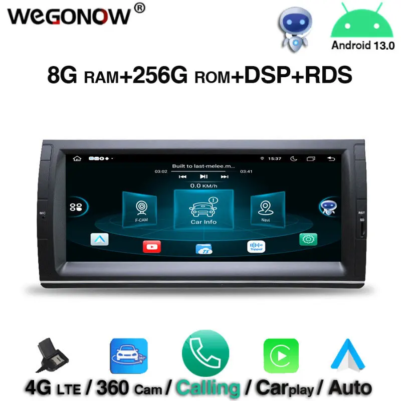 Carplay DSP IPS 360 Android 13.0 8GB +256GB Car DVD Player RDS Radio GPS map wifi 4G LTE Bluetooth 5.0 For BMW E39 X5 1999-2005