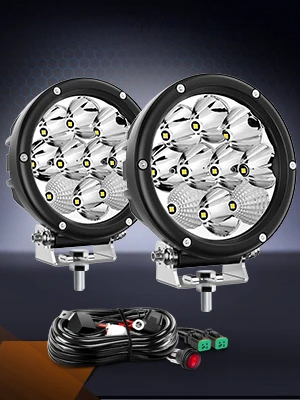 Nilight Pro Series 5.7 Inch Round LED Driving Offroad Light 50W 6500LM Spot & Flood Beam, IP68 Off-Road Light with 16AWG DT Wiring Harness for ATV, UTV, SUV, Motorcycle, Truck & Boat