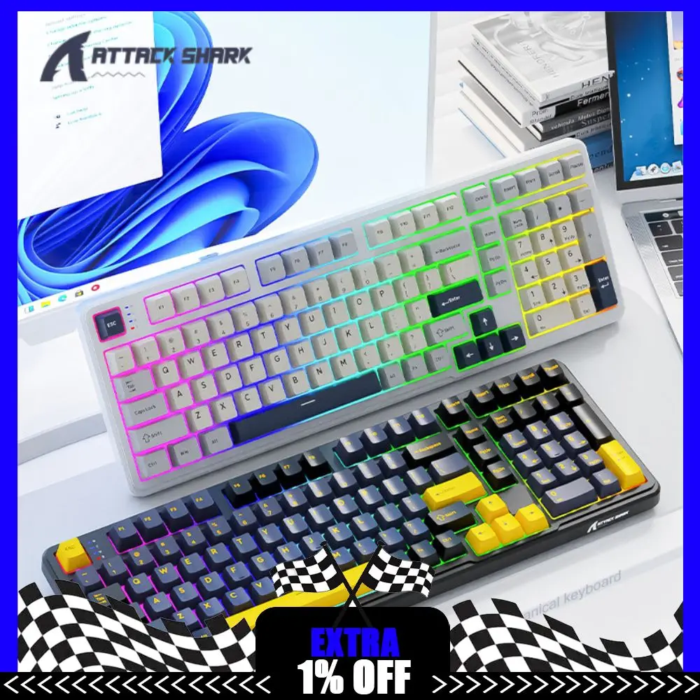 

Механическая клавиатура Attack Shark X98, три режима подключения, беспроводная, с возможностью горячей замены переключателей, RGB-подсветка, PBT-клавиши, аккумулятор 4000 мАч, игровая клавиатура для ПК/ноутбука