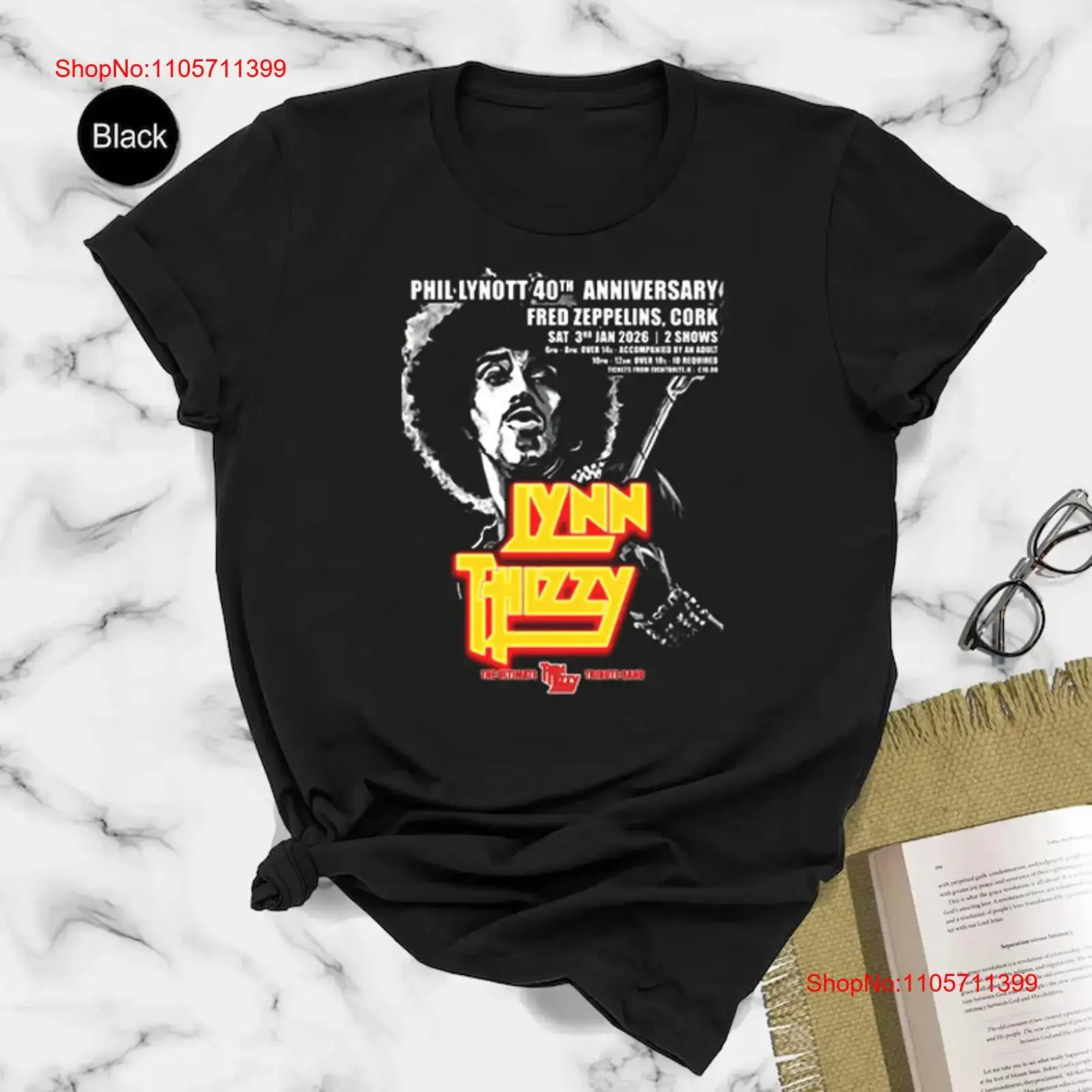 Anniversary 40th Fred Zeppelins Phil Lynott Black T Shirt S 234XL long or short sleeves vintage Washed Stretched graphic