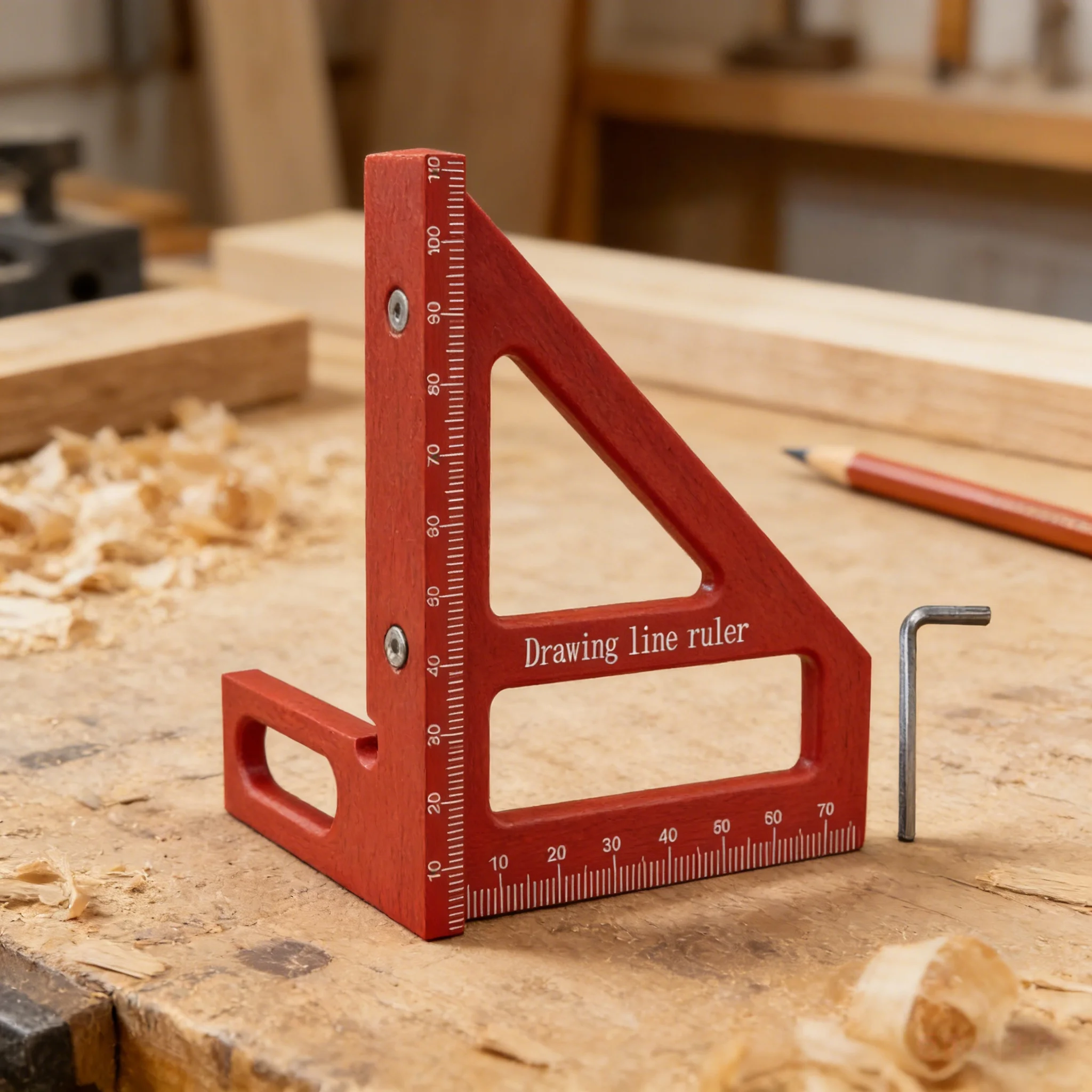 Household 45/90° Angle Protractor with T-Shaped Scribe Holes, Multi-Angle 3D Protractor Drawing Triangle Metric Woodworking Tool